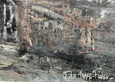 Lot 1065 - *John Knapp-Fisher (1931-2015) oil on canvas - Henry King's Backyard, Pin Mill, signed and dated '62, titled verso, 46cm x 36cm, framed