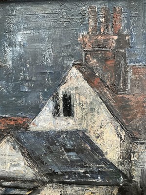 Lot 1065 - *John Knapp-Fisher (1931-2015) oil on canvas - Henry King's Backyard, Pin Mill, signed and dated '62, titled verso, 46cm x 36cm, framed
