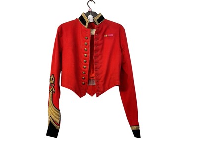 Lot 749 - Early 20th century Life Guards dress red cloth tunic with dark navy blue cuffs and bullion work insignia, with label to interior- 1756 C16 C M Riches.