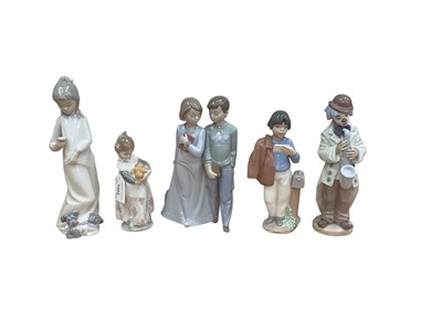 Lot 1223 - Collection of 6 Lladro and 4 Nao porcelain figures and animals (10)