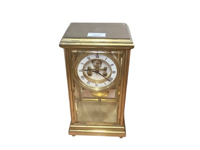 Lot 2601 - Continental four glass brass mantel clock