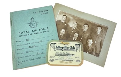 Lot 27 - Scarce Second World War Caterpillar Club badge and related ephemera to W/O. Harold 'Harry' William Paar.