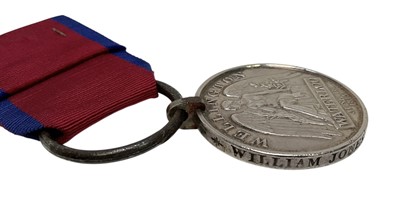 Lot 25 - Waterloo medal named to William Jones 16th or Queen's Light Drag. Together with some printed research.