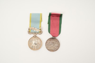 Lot 28 - Victorian Crimea medal pair comprising Crimea medal with Sebastopol clasp named to PTE. J. B. Coles. 12th Lans. and Turkish Crimea medal, unnamed as issued. Together with some printed research.