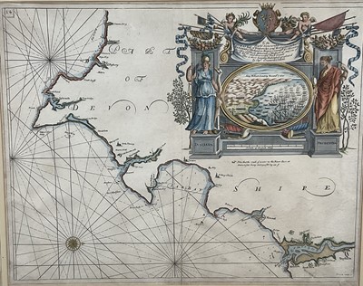 Lot 37 - Greenvile Collins, 17th century engraved sea chart - South Devon, with hand finishing