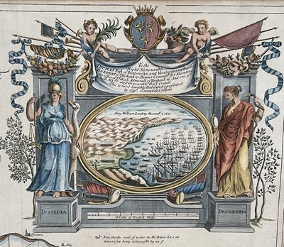Lot 37 - Greenvile Collins, 17th century engraved sea chart - South Devon, with hand finishing