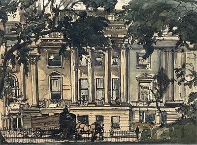 Lot 92 - Claude Muncaster (1903-1974) watercolour and ink, Regent's Park, signed and dated, 20cm x 28cm, and another of Hampton Court, in glazed frames (2)