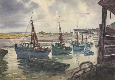 Lot 82 - Constance Pears (1886-1970) two signed watercolours - Harbour scene, 26cm x 37cm, and a still life by the same hand, 44cm x 35cm, in glazed frames (2)