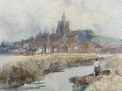 Lot 93 - Louis Burleigh Bruhl (1861-1942) watercolour - 'Below Maldon, an Essex estuary', signed, exhibition label verso, together with another of Beccles, in glazed frames