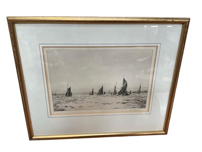 Lot 660 - Arthur J F Bond (1888-1958) etching, marine scene, and two others by the same hand, all signed, framed