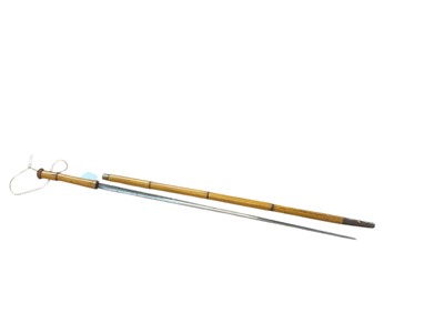 Lot 882 - Good quality 19th century French Sword stick with engraved tapered steel blade (traces of original blue and gilt decoration