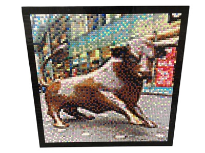 Lot 2041 - Framed Lego constructed mosaic of Spanish Bull (1)