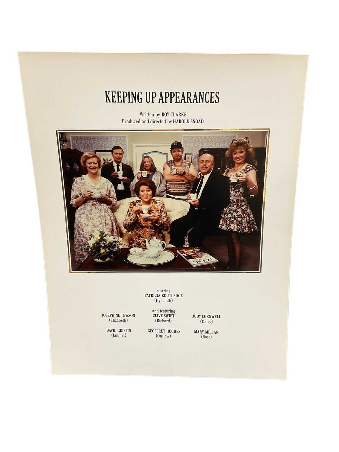 Lot 1448 - Keeping up Appearances - material relating to the popular long-running BBC sit-com (1990-1995) including embossed publicity flyer and private photos of the cast. Provenance