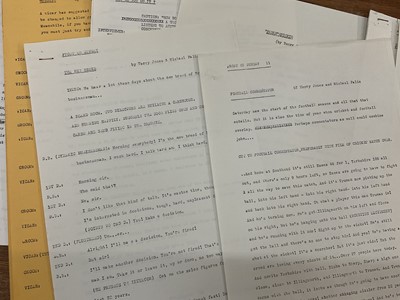 Lot 1443 - Fourteen 1960s sketches for The Frost Report by Terry Jones and Michael Palin, performed by Ronnie Barker, Ronnie Corbett, John Cleese and others. Provenance: Josephine Tewson Collection