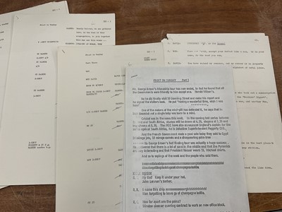 Lot 1445 - Collection of 25 original sketches from Frost on Sunday, authors unknown, the performers including Ronnie Barker, Ronnie Corbett, Josephine Tewson and others, some annotated