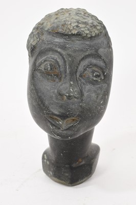 Lot 829 - Nigerian carved green hard stone bust