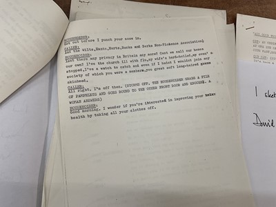 Lot 1449 - Collection of fourteen comedy sketches written by the team of David McKellar, David Nobbs and Peter Vincent, variously annotated. Provenance: Josephine Tewson Collection.