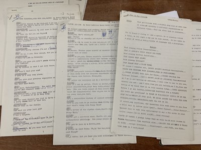 Lot 1449 - Collection of fourteen comedy sketches written by the team of David McKellar, David Nobbs and Peter Vincent, variously annotated. Provenance: Josephine Tewson Collection.