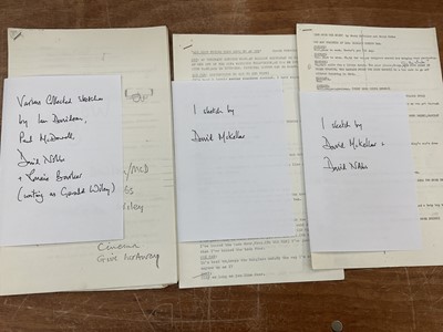 Lot 1450 - Collection of comedy sketches, by writers including David Nobbs, Ian Davidson, Paul McDowell, Ronnie Barker (under his pseudonym Gerald Wiley, Joe Steeples, Peter Vincent. Provenance: Josephine...