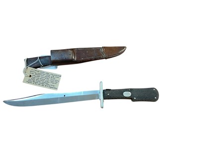 Lot 874 - Victorian folding campaign knife with 19.5cm clip back blade, ricasso stamped RODGERS CUTLERS TO HER MAJESTY on one Side and *+ ENGLAND on reverse, straight bar fitted pivot guard and chequered...