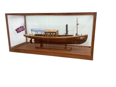 Lot 2481 - Wooden model of the Thames steamer Elidir, in wooden display case measuring 56cm wide