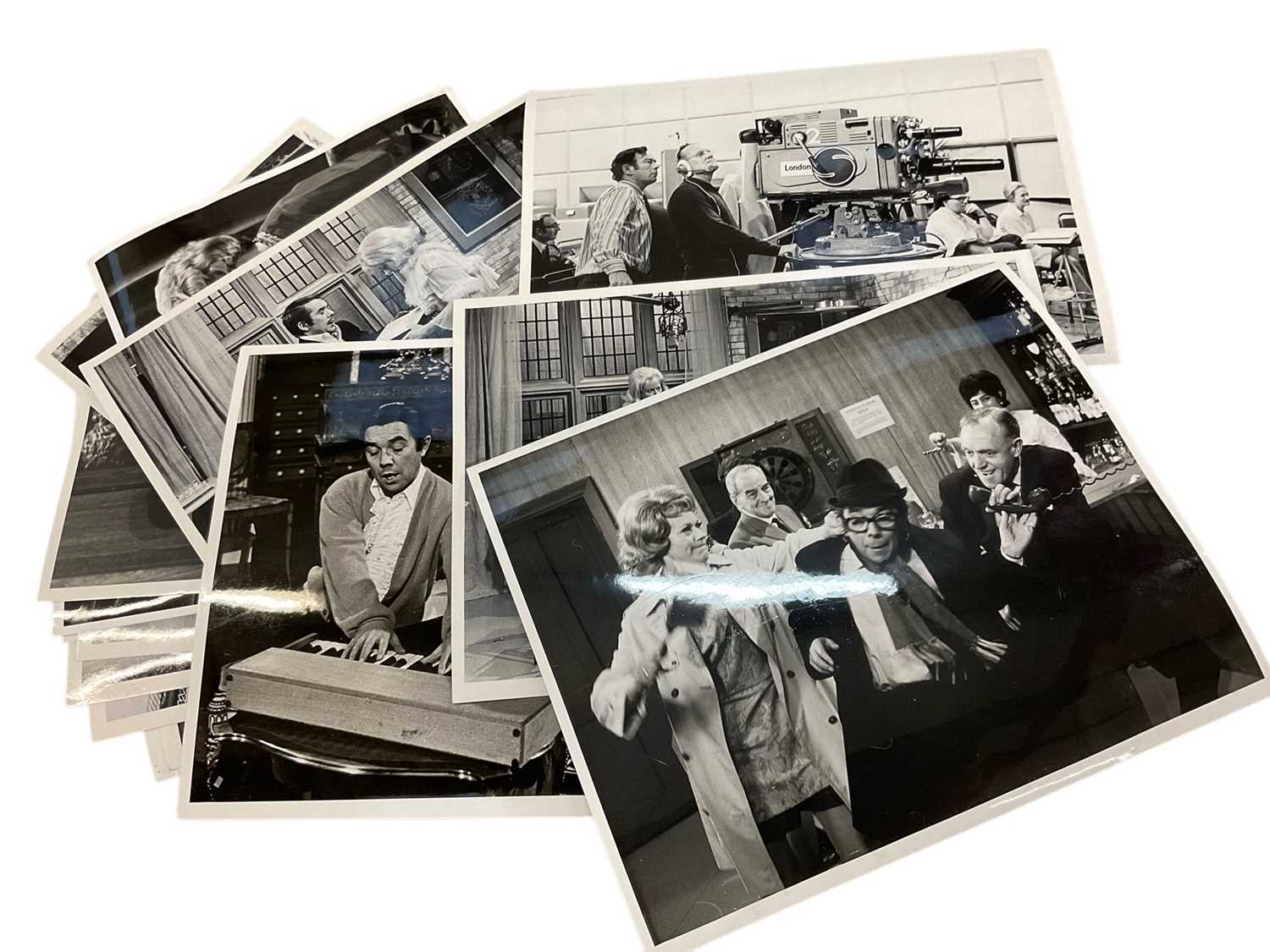 Lot 1454 - Photographs from The Frost Report and Frost on Sunday, subjects including The Two Ronnies, John Cleese, Michael Palin, Roy Kinnear, Danny La Rue, Hattie Jacques and others. Provenance: Josephine...