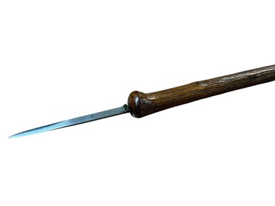 Lot 881 - Victorian gentlemen’s gravity dagger walking stick with wooden shaft. 94cm overall length