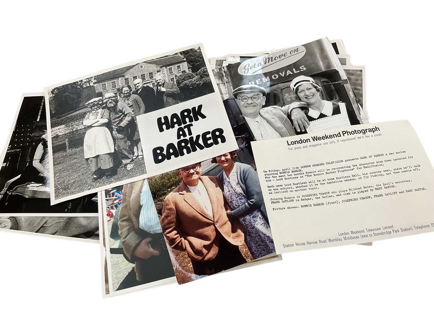 Lot 1455 - Photographs relating to Josephine Tewson and Ronnie Barker, including stills from Hark at Barker, Clarence, Corbett's Follies, Shelley, Coppers End. Provenance: Josephine Tewson collection