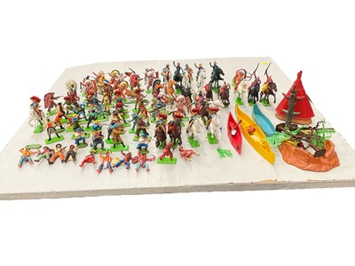 Lot 1993 - A Large collection of Britains Deetail Cowboys, Indians and Mexicans.