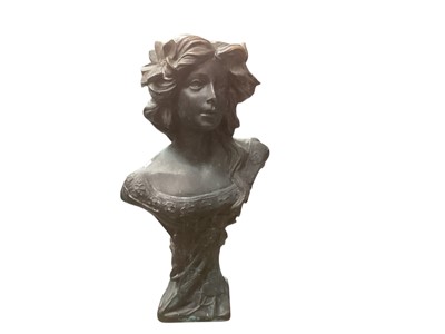 Lot 2546 - Large bronzed metal sculpture of an Art Nouveau style woman, 72cm in overall height.