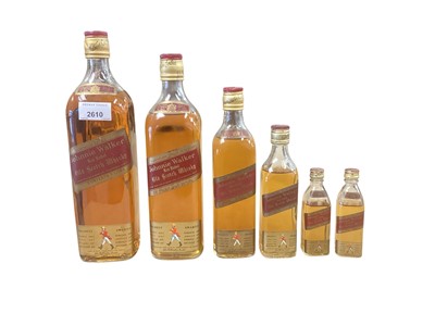 Lot 2610 - Johnnie Walker Red Label: six bottles of graduated size, the largest 1 litre