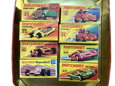 Lot 2013 - Matchbox Superfast Series 1-75 including Team Matchbox No.24, Lotus Super Seven No.60, Formula 1 Racing Car No.34, Ford Group 6 No.45, Porche 910 No.68, Flying Bug No.11, Volkswagen Dragon No.31 &...