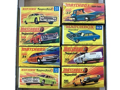 Lot 2014 - Matchbox Superfast Series 1-75 including Lincoln Continental No.31, Fire Chief No.59, Mercury Commuter No.73, Citroen SM No.51, Pininfarina No.56, Police Car No.55, Ford Zodiac No,53 & Soopa...