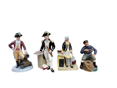Lot 1234 - Four Royal Doulton figures - Officer Of The Line HN2733, The Captain HN2260, Captain Cook HN2289 and The Lobster Man HN2317