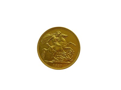 Lot 529 - G.B. - Gold £2 coin Victoria JH 1887 (N.B. With pin/brooch fitting on obv.) otherwise EF (1 coin)