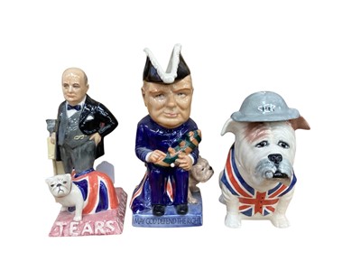 Lot 1242 - Two Kevin Francis limited edition figures - Political Churchill no. 508 of 750, and Winston Churchill together with a Manor Collectables British Bulldog (3)