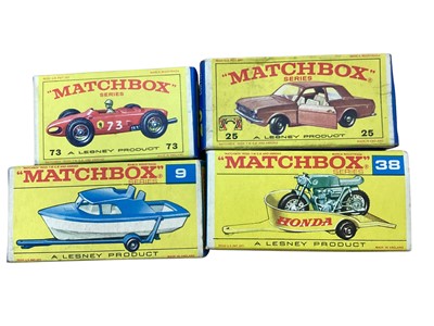 Lot 2022 - Matchbox Series 1-75 including Dodge Dumper Truck No.48 (x2), TV Service Van No.62, Taxi-Cab No.20, Ford Pick Up No.6, Mercedes Benz Benz Ambulance No.3, Studebaker Station Wagon No.42, Police C...