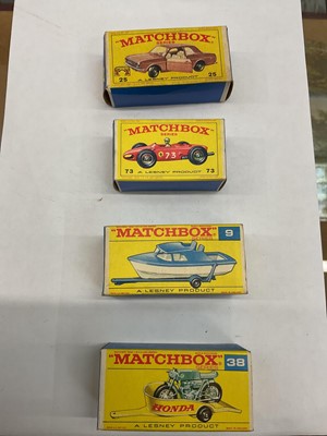 Lot 2022 - Matchbox Series 1-75 including Dodge Dumper Truck No.48 (x2), TV Service Van No.62, Taxi-Cab No.20, Ford Pick Up No.6, Mercedes Benz Benz Ambulance No.3, Studebaker Station Wagon No.42, Police C...