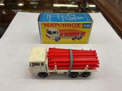 Lot 2022 - Matchbox Series 1-75 including Dodge Dumper Truck No.48 (x2), TV Service Van No.62, Taxi-Cab No.20, Ford Pick Up No.6, Mercedes Benz Benz Ambulance No.3, Studebaker Station Wagon No.42, Police C...
