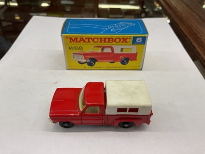 Lot 2022 - Matchbox Series 1-75 including Dodge Dumper Truck No.48 (x2), TV Service Van No.62, Taxi-Cab No.20, Ford Pick Up No.6, Mercedes Benz Benz Ambulance No.3, Studebaker Station Wagon No.42, Police C...