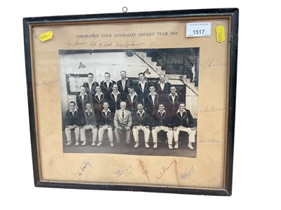Lot 1110 - Autographs 1953 Australian Cricket team photograph signed by Ray Lindwell and others, personalised 'To Susie lots of Luck...' Framed and glazed.