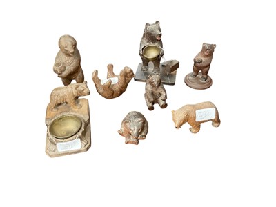 Lot 2493 - Eight early - mid 20th century German Black Forest carved wooden novelty bear figures