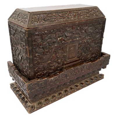 Lot 931 - Late 19th / early 20th century Chinese carved wood document box