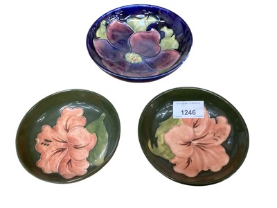 Lot 1246 - Three small Moorcroft pottery bowls
