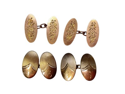 Lot 207 - Two pairs of 9ct rose gold cufflinks