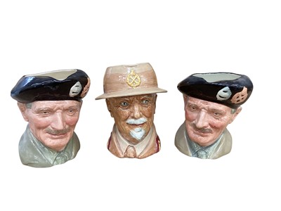Lot 1256 - Eight Royal Doulton character jugs - Monty D6202, Lord Nelson D6336, Vice Admiral Lord Nelson D6932, Field Marshall J C Smuts, Earl Mountbatten of Burma D6851, Nelson D6963 and Viscount Montgome...