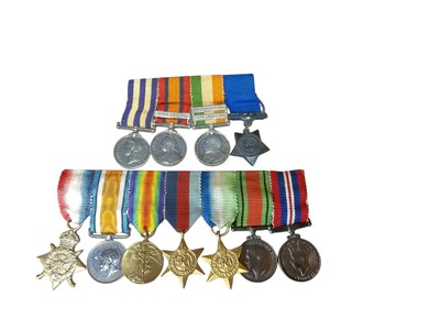 Lot 772 - Victorian and later miniature medal group comprising Egypt medal, Queen's South Africa medal with Cape Colony clasp, Kings South Africa medal with South Africa 1901 and South Africa 1902 clasps...