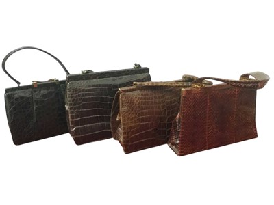 Lot 2139 - Group of vintage handbags including crocodile and lizard skin