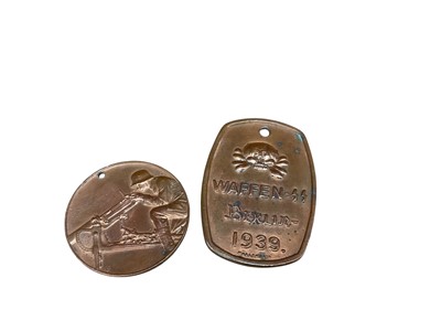 Lot 779 - Two Nazi copper medallions / plaques, possibly post war copies (2).