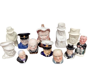 Lot 1262 - Collection of 12 Winston Churchill models, various manufacturers including Falcon Ware, Copeland Spode, Carlton Ware prototype etc